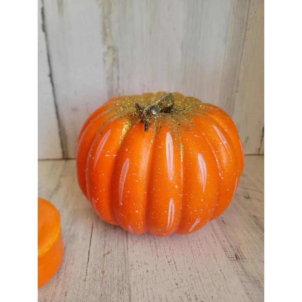 Halloween pumpkin figure trinket box set home decor glitter uniqueStyrofoam pump